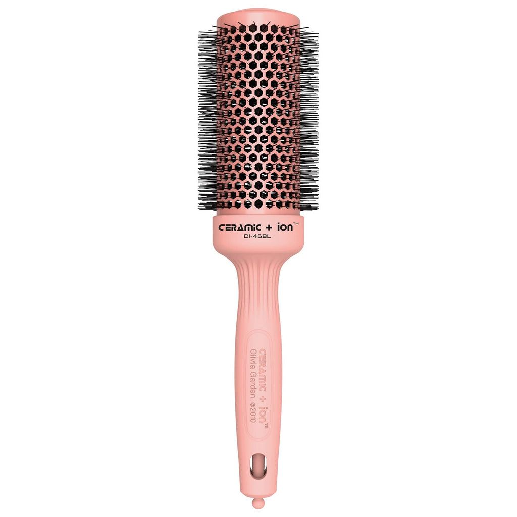 Olivia Garden Ceramic + Ion Blossom thermal hair brush with 1 3/4 inch barrel in pink and black