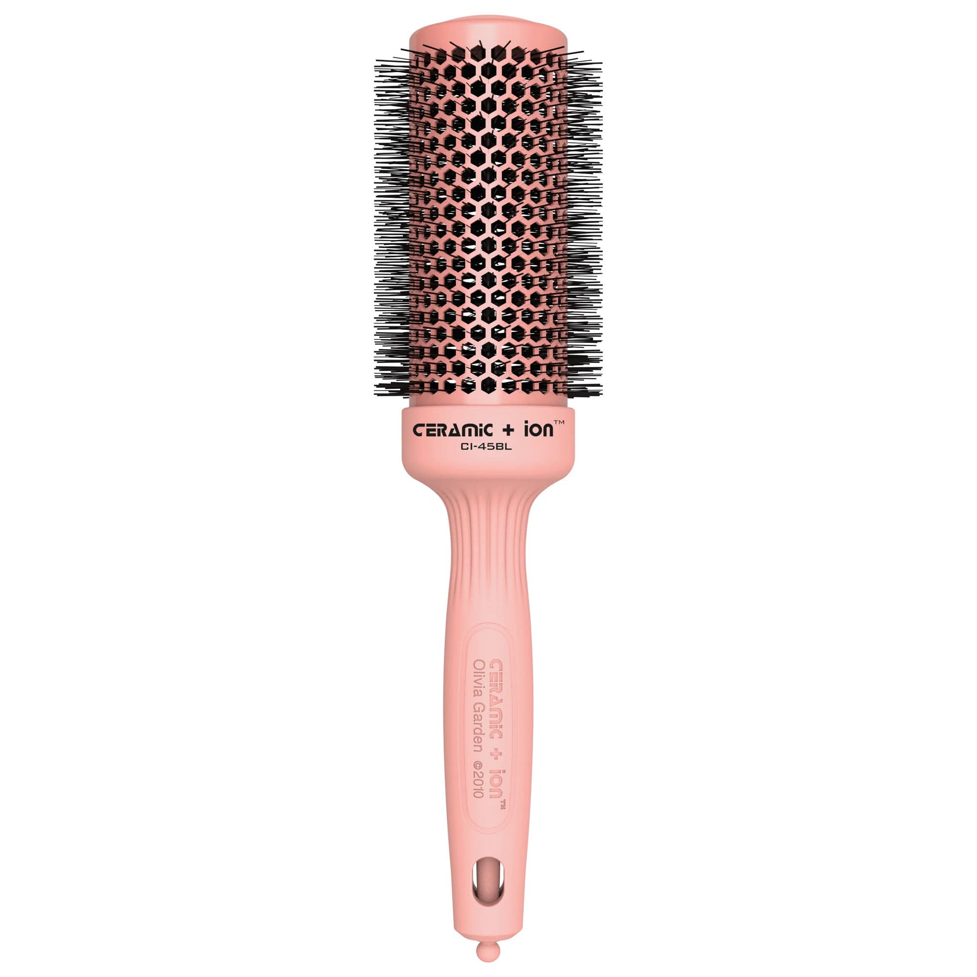 Olivia Garden Ceramic + Ion Blossom thermal hair brush with 1 3/4 inch barrel in pink and black