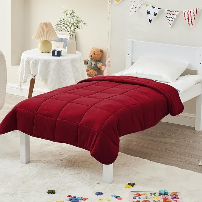 yescool Weighted Blanket (10 lbs, 41" x 60", Red) Cooling Heavy Blanket for Sleeping Perfect for 90-110 lbs, Breathable Blanket with Premium Glass Bead, Machine Washable