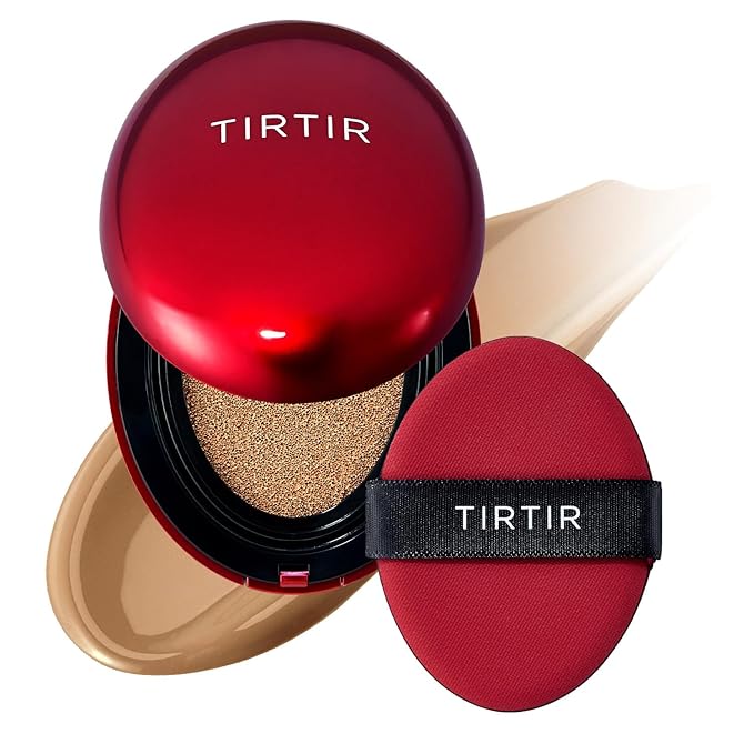 TIRTIR Mask Fit Red Cushion Foundation | Full coverage, Weightless, Skin fit, Satin Glow Finish, Korean Makeup, beauty, Tattoo cover up, Buildable (#34W Toffee, 0.63 Fl Oz)