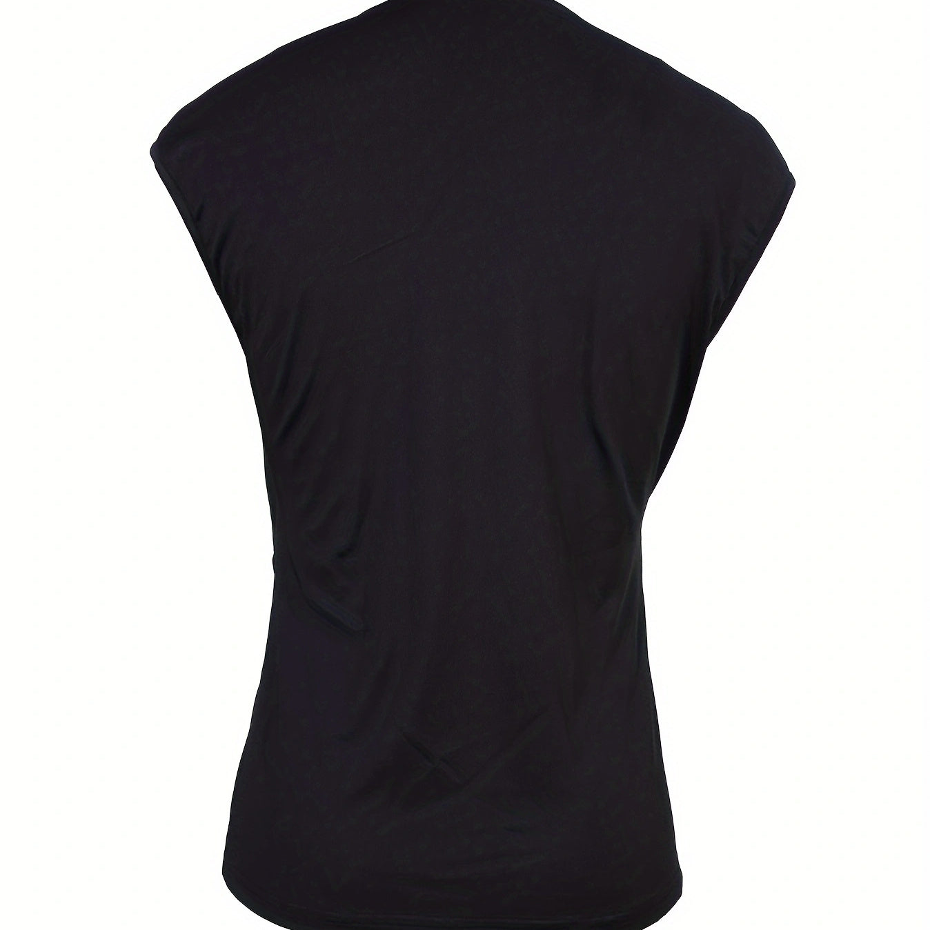 Women's Sleeveless Polka Dot T-Shirt with Asymmetric Collar - Image 2