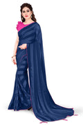 Women's Georgette Saree with Satin Stripes and Contrast Border