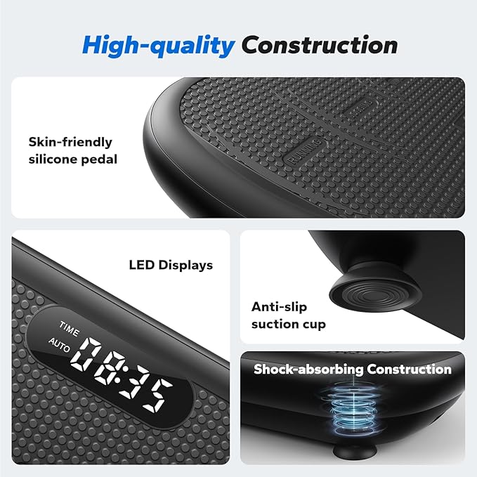MERACH Vibration Plate Exercise Machine, Vibration Plate 440 Lbs Capacity, Bluetooth and Silicone Pedal, Stimulate Deep Fat, Vibration Plate for Lymphatic Drainage, Vibrating for Weight Loss