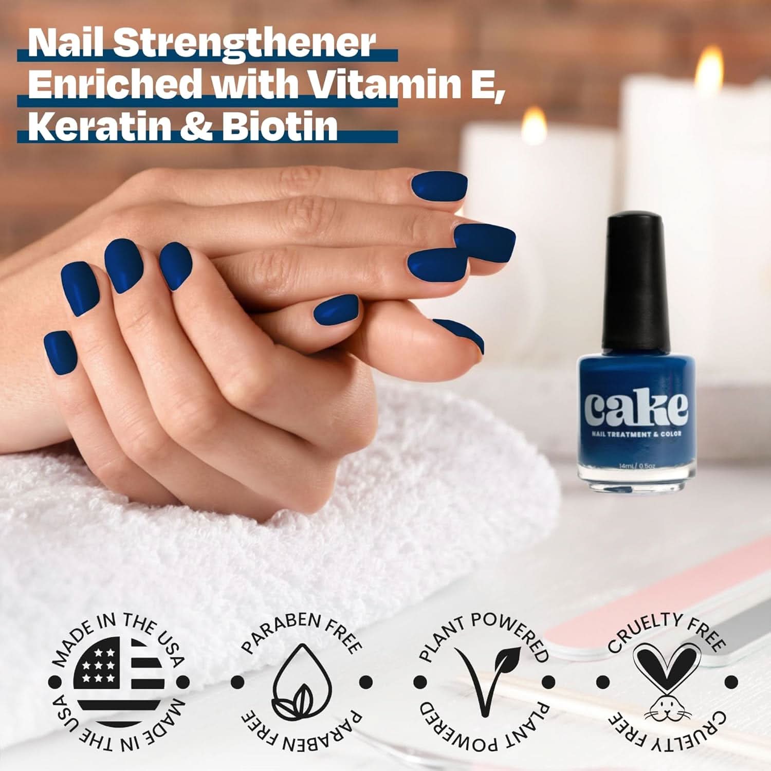 CAKE Anchor Down Navy Blue Nail Strengthening Polish