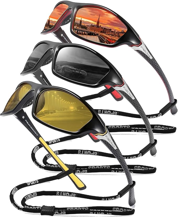 FAGUMA Sports Polarized Sunglasses For Men Cycling Driving Fishing UV400 Protection