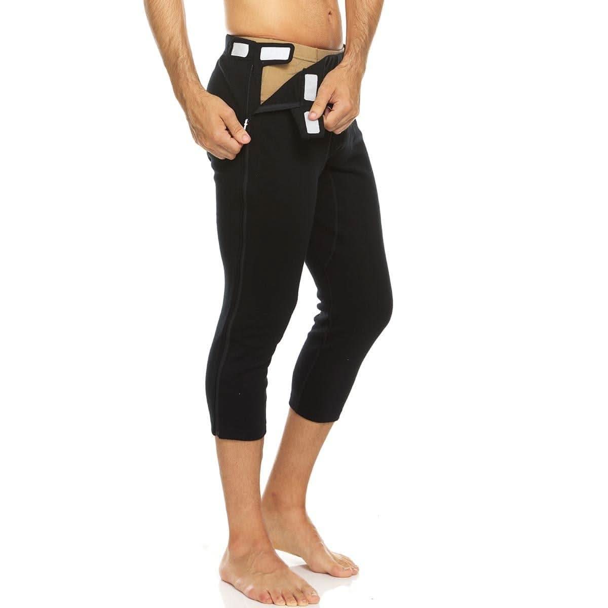 Heavyweight Merino Wool 3/4 Zip-Off Bottoms in Solid Black