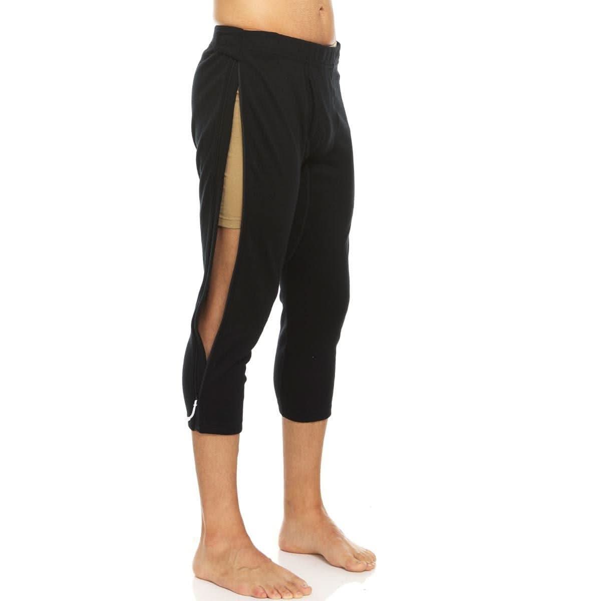Heavyweight Merino Wool 3/4 Zip-Off Bottoms in Solid Black