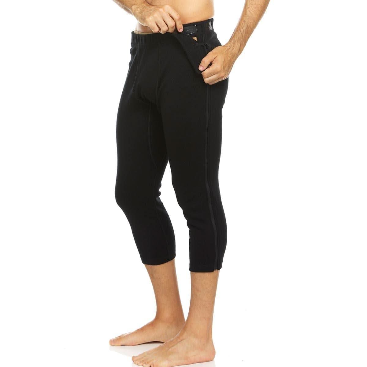 Heavyweight Merino Wool 3/4 Zip-Off Bottoms in Solid Black