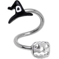 Witch Pumpkin Halloween themed spiral twister 14G belly ring on a neutral background