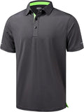 Men's striped short sleeve performance golf polo shirt with moisture-wicking fabric