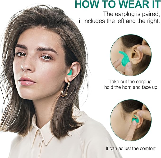 Swimming Ear Plugs for Adults,3 Pairs Waterproof Reusable Silicone Swim Earplugs for Swimming Surfing Snorkeling Showering and Water Pool,Beach,Ocean (Adults & Teens 14+)
