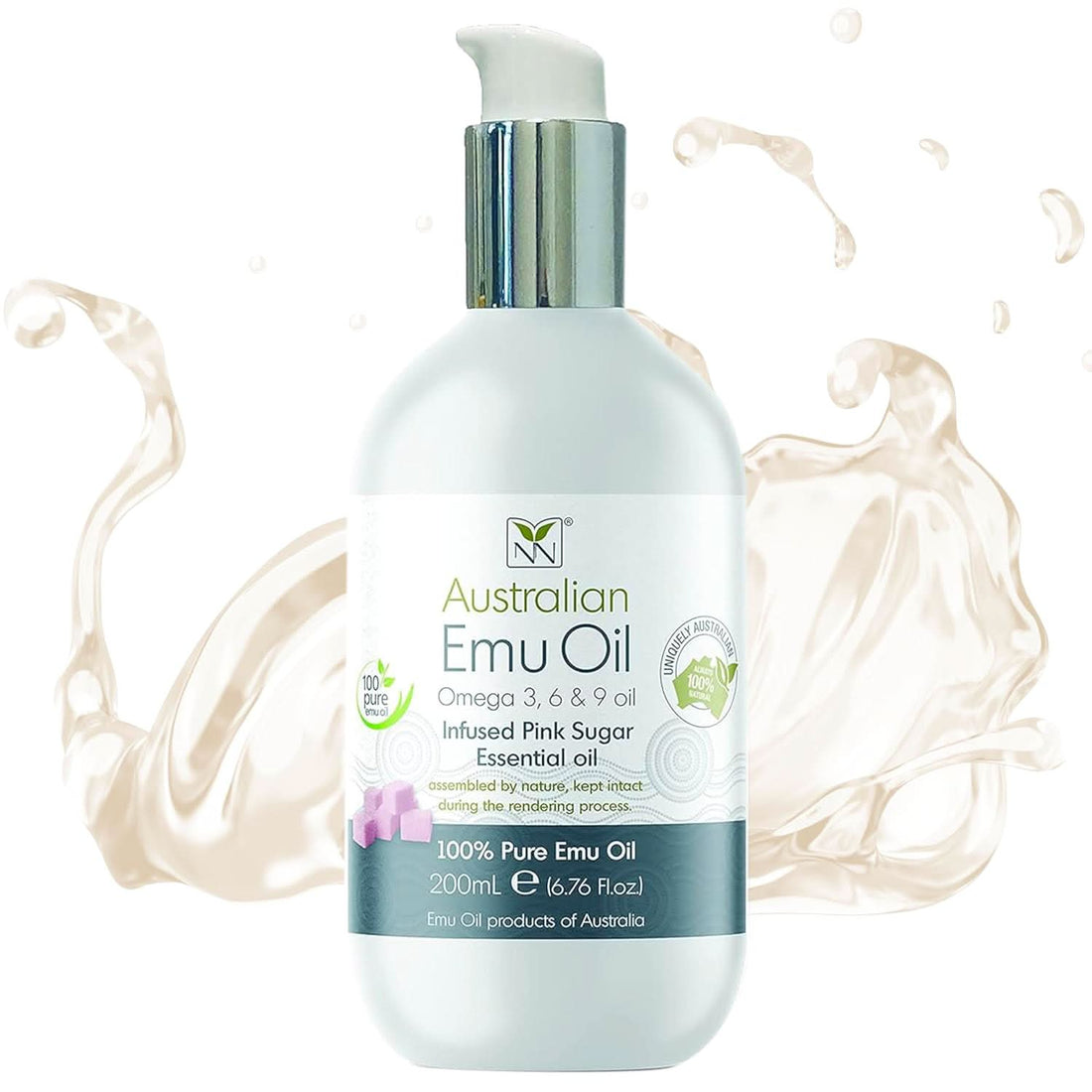200ml bottle of Australian Emu Oil with Pink Sugar scent
