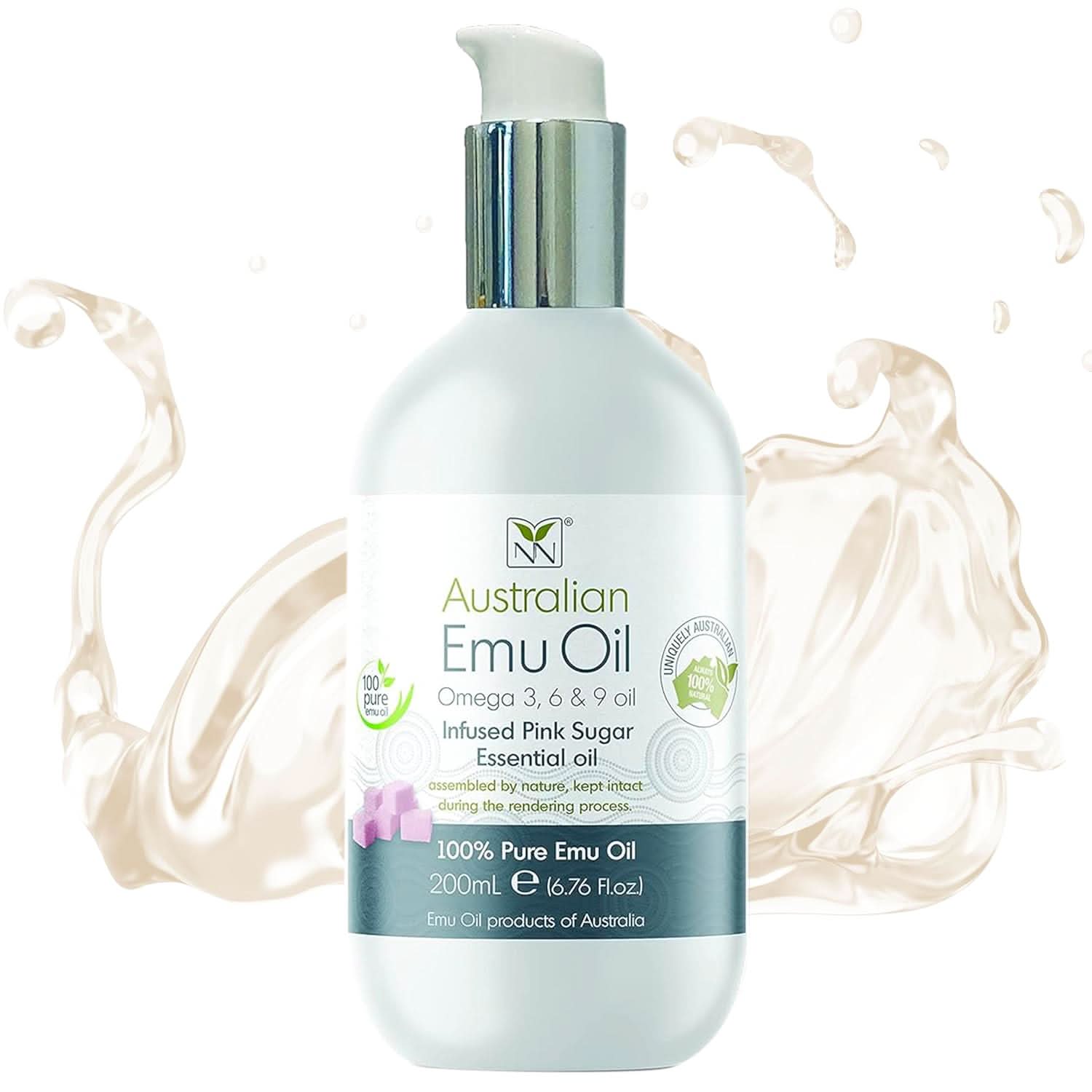 200ml bottle of Australian Emu Oil with Pink Sugar scent