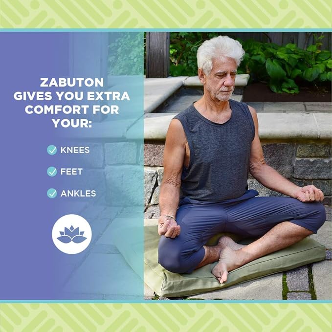 Bean Products Meditation Cushion - Zabuton Meditation Pillows for Sitting on Floor, Yoga Cushion, Cotton Yoga Pillow, Zen Kneeling Prayer Pad- Made in USA - Premium 32x26x3, Earth