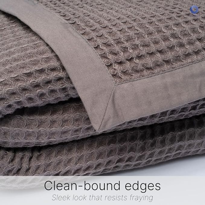 GOTS Certified Organic Cotton Waffle Weave Blanket, Twin Bed Size, 66"X90"Cozy Throw Blanket for Couch, Modern Home Decor, Throw Blankets,Waffle Blanket & Soft Bed Blankets -Charcoal Grey