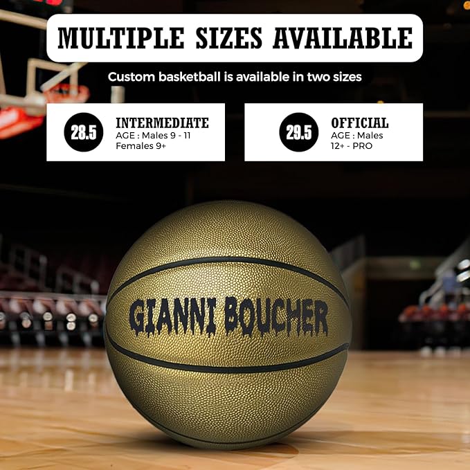 HAMMET Personalized Basketball – Customized Basketball with Your Name or Text – Multiple Colors, Fonts & Designs Available – Durable for Indoor and Outdoor - Ideal Gift for Son, Daughter, Boy or Girl
