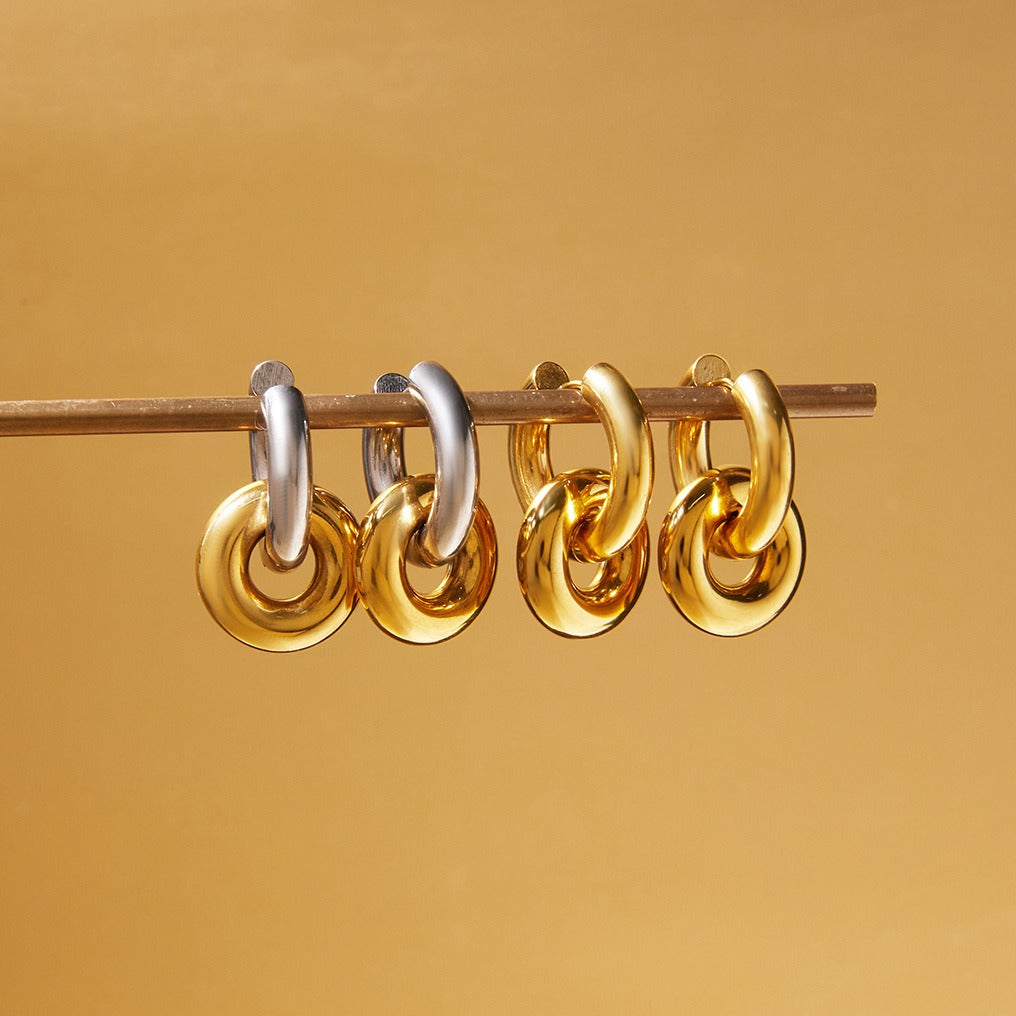 18K Gold Layered Double Hoop Earrings