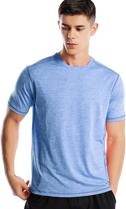 Men's short sleeve moisture-wicking gym shirt for running and exercise