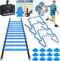 Agility Ladder, Speed Training Equipment Set, 20ft Agility Ladder, 12 Soccer Cones, 4 Hurdles, Jump Rope, Running Parachute, Basketball Football Soccer Training Equipment for Kids, Youth, Adults