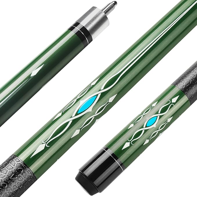 Billiard Cues Stick, 58" Pool Cues Canadian Maple Wood Leather Pattern Grip 18 19 20 21 oz Pool Cue Stick for Bar House Pool Table Sports