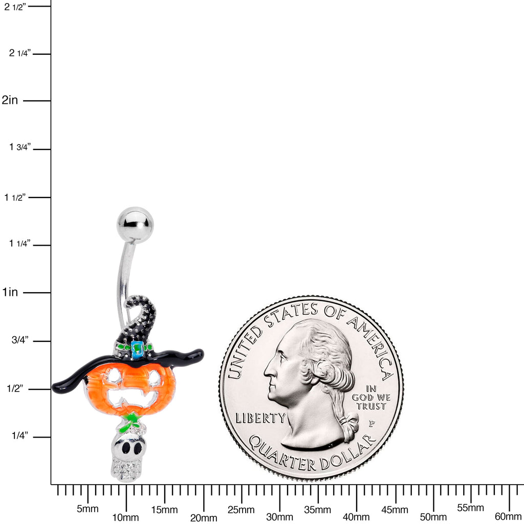 Witch Hat Pumpkin and Ghost Halloween Navel Ring - Image 2