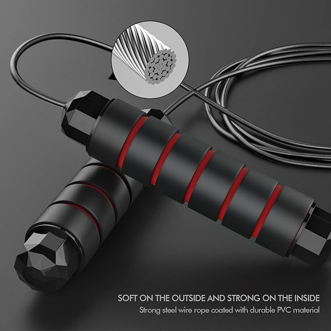 Jump Rope, Tangle-Free Rapid Speed Jumping Rope Cable with Ball Bearings for Women, Men, and Kids, Adjustable Steel Jump Rope with Foam Handles for Home Gym Exercise Fitness Workout Equipment & Slim Body