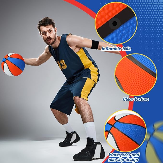 Jerify 12 Pcs 29.5" Official Size 7 Basketballs Bulk Rubber Standard Basketballs with Pump Indoor Outdoor for Training Play
