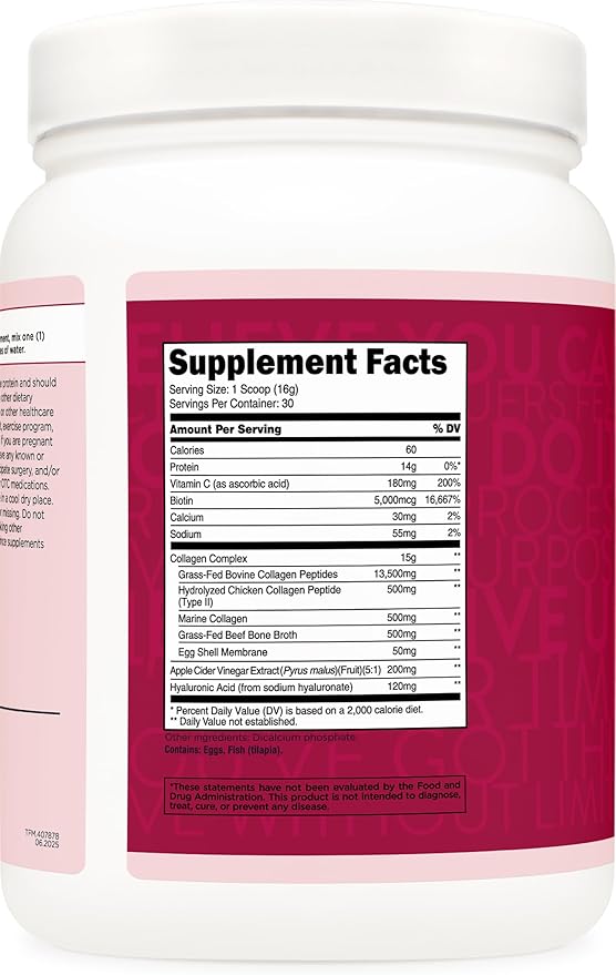 TransformHQ Beauty Collagen (30 Servings) Unflavored - Hair, Skin, & Nails Formula