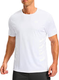 Men wearing a lightweight moisture-wicking short sleeve athletic shirt during a workout.
