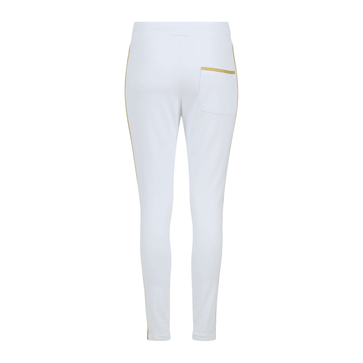 Women's White Sweatpants with Gold Side Stripe and Drawstring