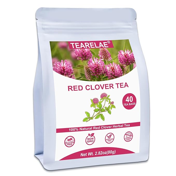 TEARELAE - Red Clover Tea Bags, 40 Count - Premium Natural Red Clover Herb - Caffeine-free Herbal Tea - Non-GMO - Support Skin Health