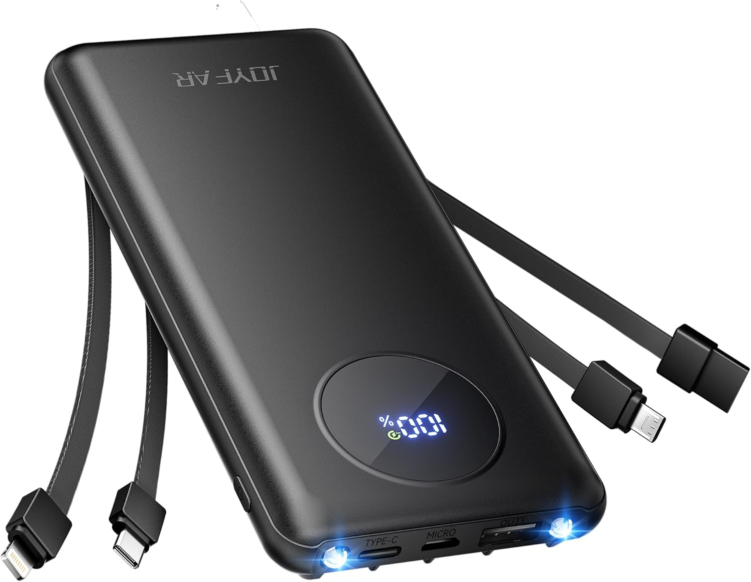 Portable Charger Power Bank - Slim Battery Pack USB C 10000mAh Built in Cable 22.5W Phone Fast Charging