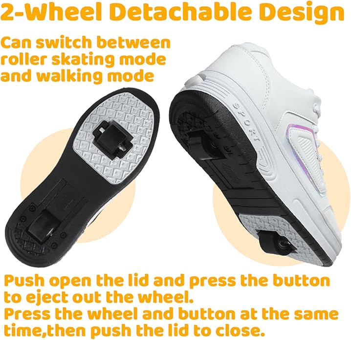 Wooowyet Roller Skate Shoes for Kids Boys Girls Rechargealbe Wheels Sneakers Fashion Roller Wheeled