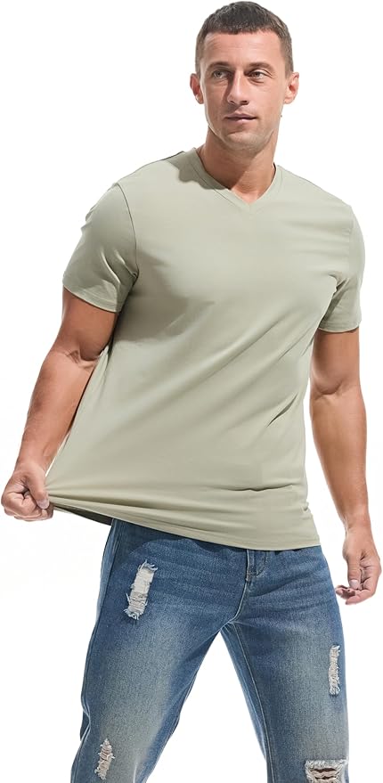 Men’s Modern Fitted V-Neck T-Shirt Premium Comfort Undershirt