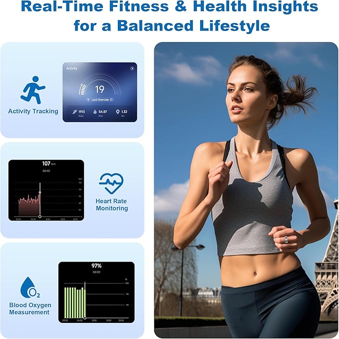 Smart Ring for Women Men - Titanium Fitness Sleep Tracker Ring with Step Counting, Calories, Stress - No Subscription Fee, Compatible with iOS and Android (Sliver, 12)