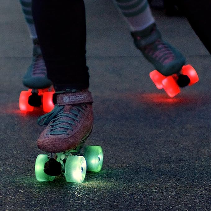 Bont Skates - Glow Light Up LED Quad Roller Skate Wheels - Recreational Street Outdoor Skating - 62x35mm 83A - Set of 4 Wheels (Pearl White)