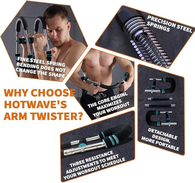 HOTWAVE Twister Arm Trainer, Chest Workout Equipment Exerciser for Men, Adjustable Arm and Chest Twister Trainer for Women - Portable Home Strength Training Fitness Equipment for Upper Body Muscle