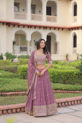 Lorenvalley Fashion Onion Pink Faux Georgette With Sequins & Zari Multi Embroidered work Lehenga Choli with Dupatta