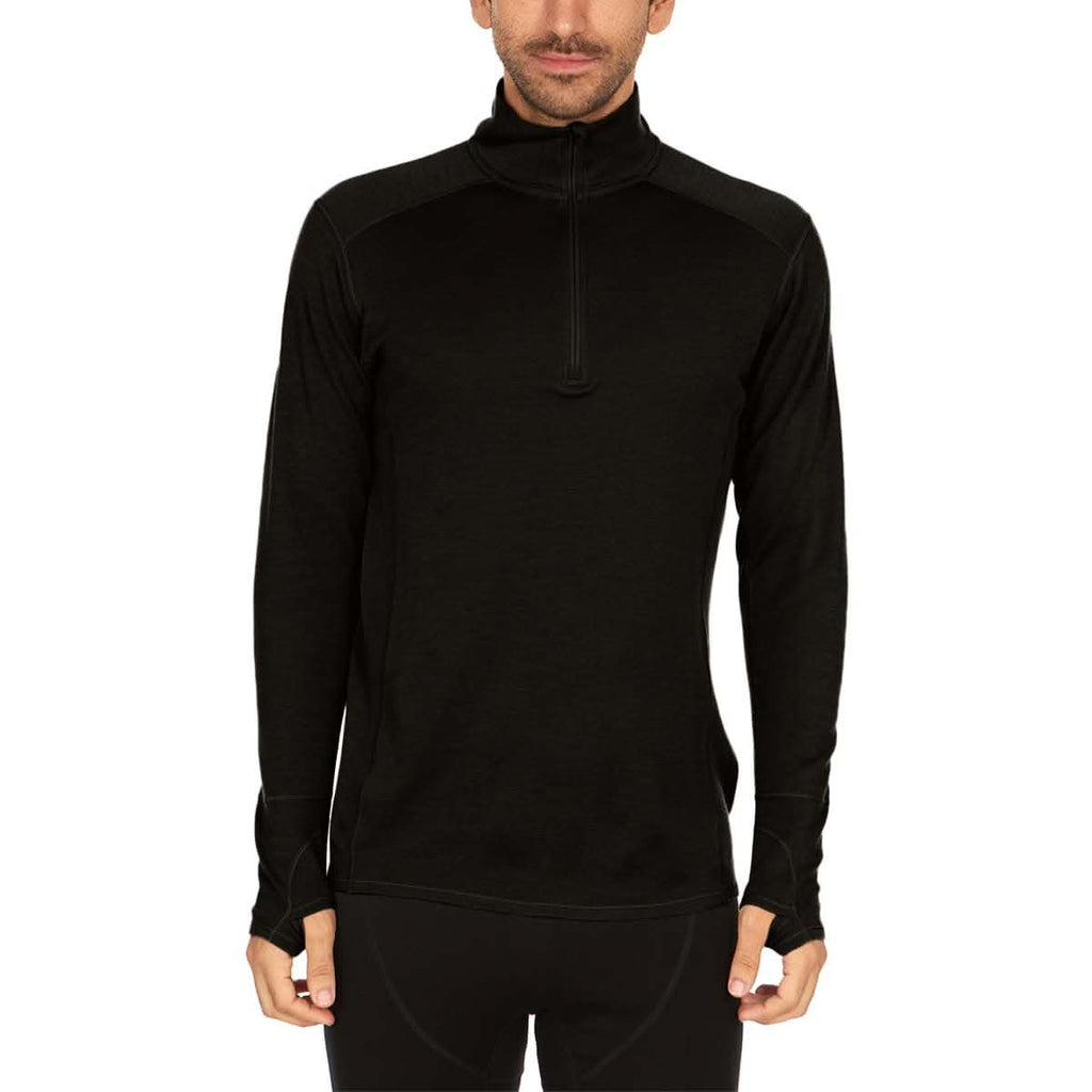 Men's Midweight Merino Wool 1/4 Zip Pullover - Grey, Green, Orange