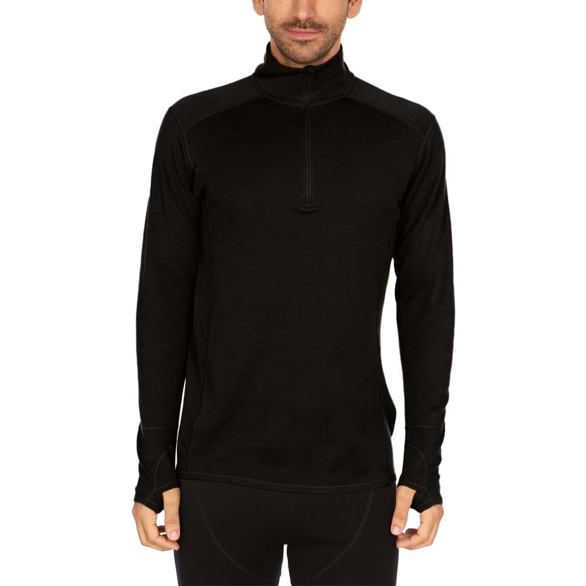 Men's Midweight Merino Wool 1/4 Zip Pullover - Grey, Green, Orange