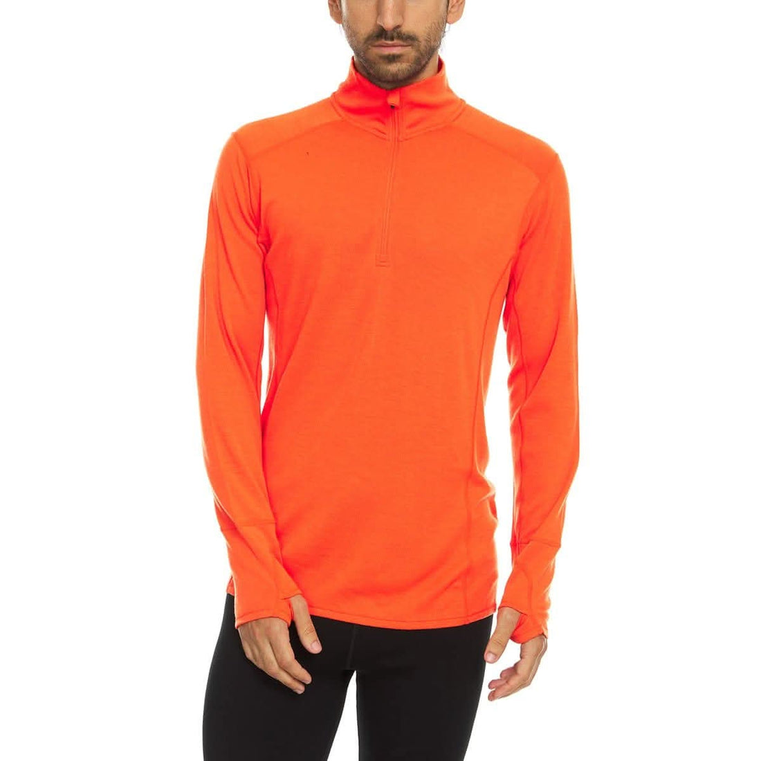 Men's Midweight Merino Wool 1/4 Zip Pullover - Grey, Green, Orange