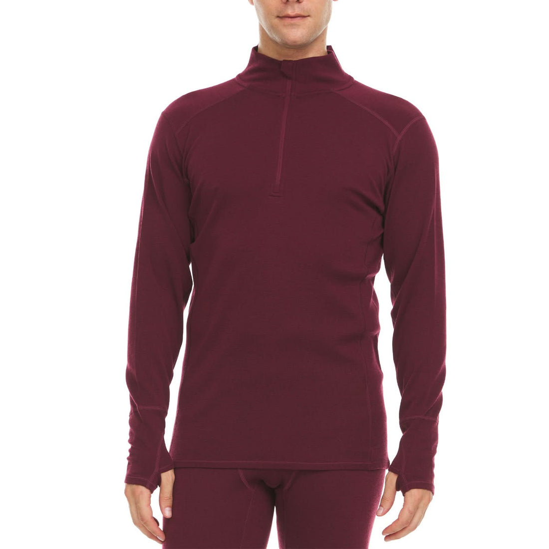 Men's Midweight Merino Wool 1/4 Zip Pullover - Grey, Green, Orange
