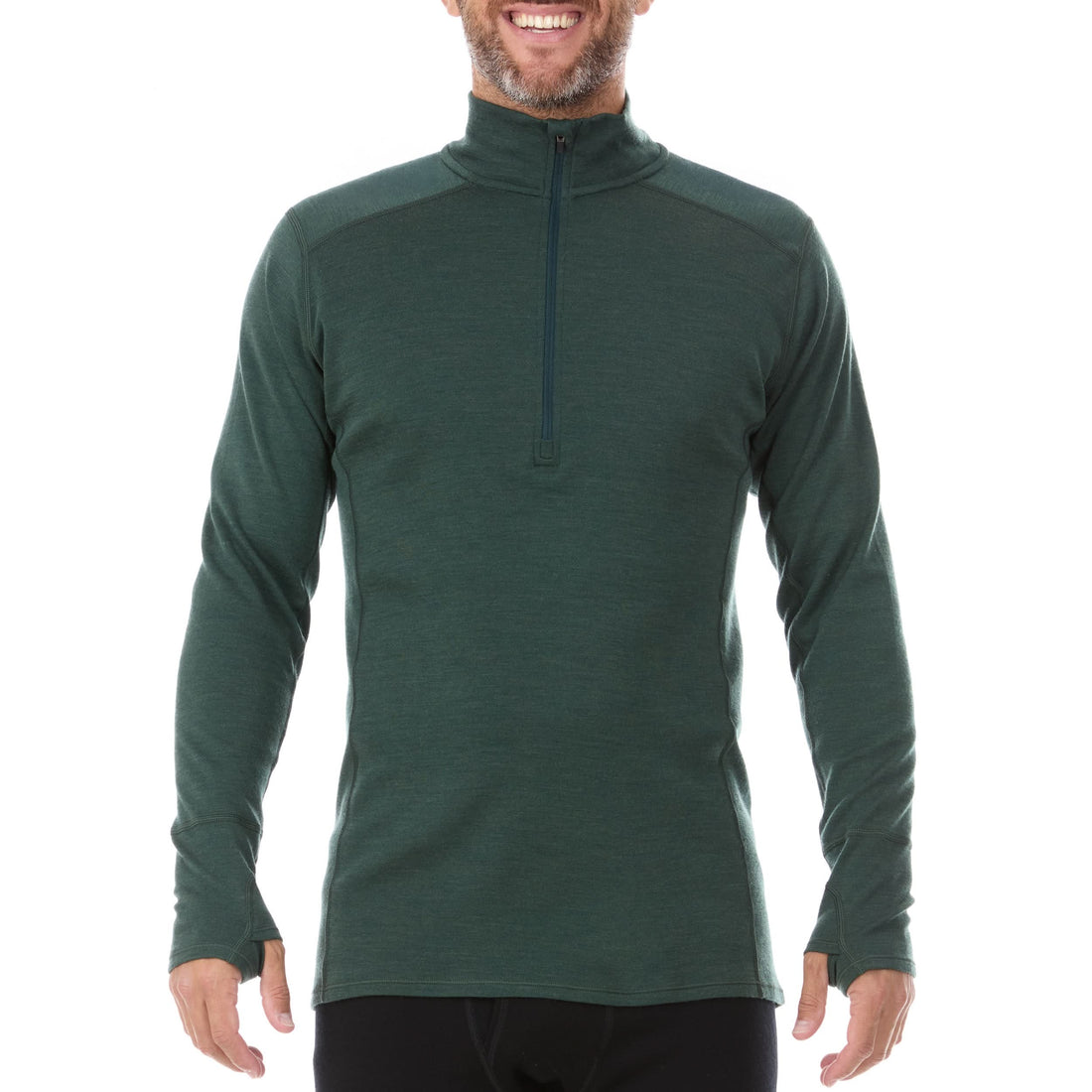 Men's Midweight Merino Wool 1/4 Zip Pullover - Grey, Green, Orange