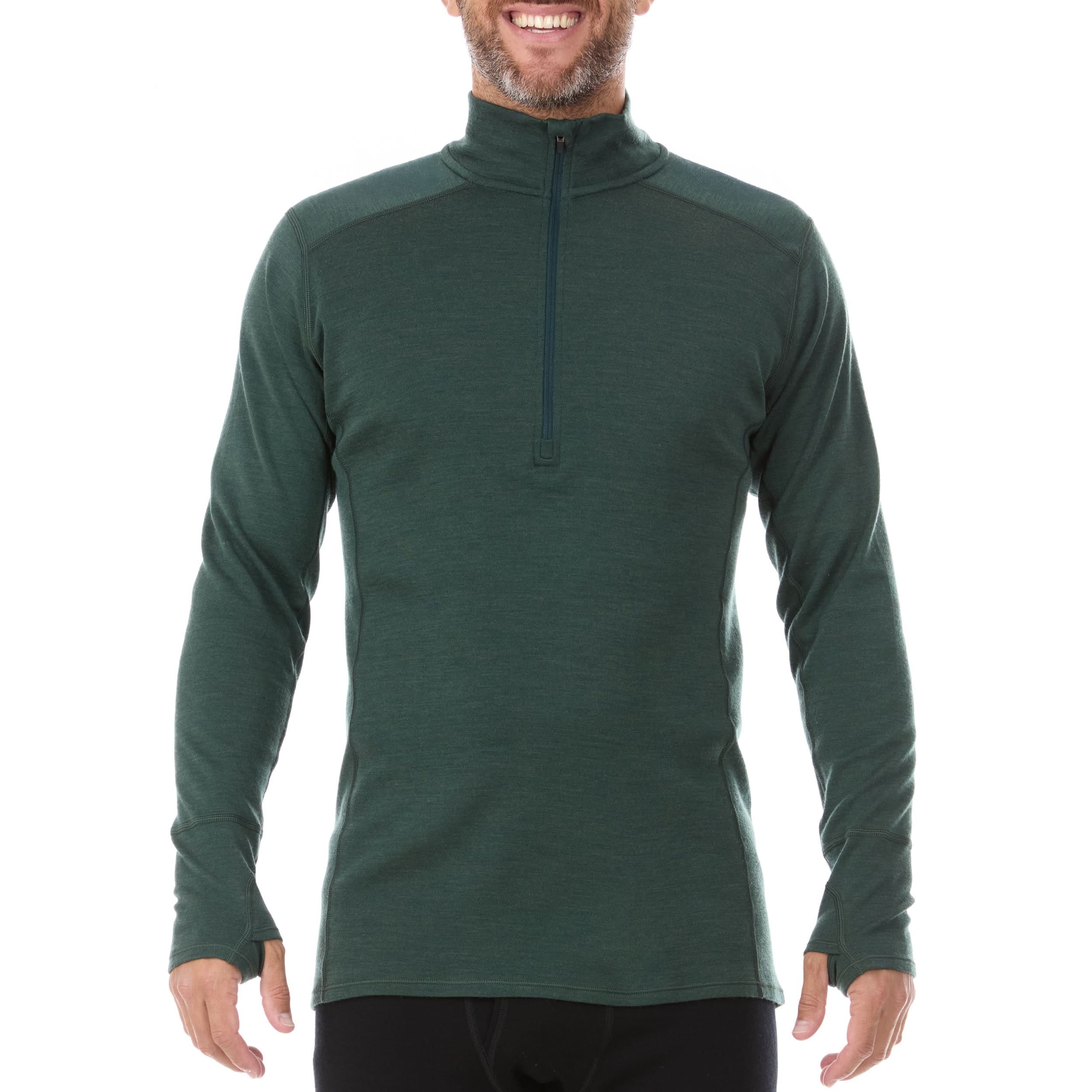 Men's Midweight Merino Wool 1/4 Zip Pullover - Grey, Green, Orange
