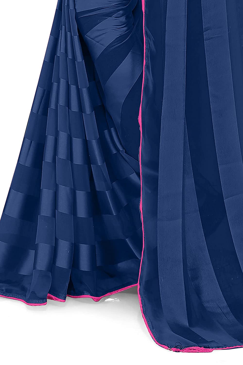 Women's Georgette Saree with Satin Stripes and Contrast Border