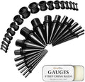 BodyJ4You 37PC Ear Stretching Kit - Beginner Gauges 14G-00G Starter Set - Aftercare Balm Wax - Steel Tapers Single Flare Plugs Screw Fit Tunnels - Women Eyelet Mens Earrings Expander Piercing Jewelry