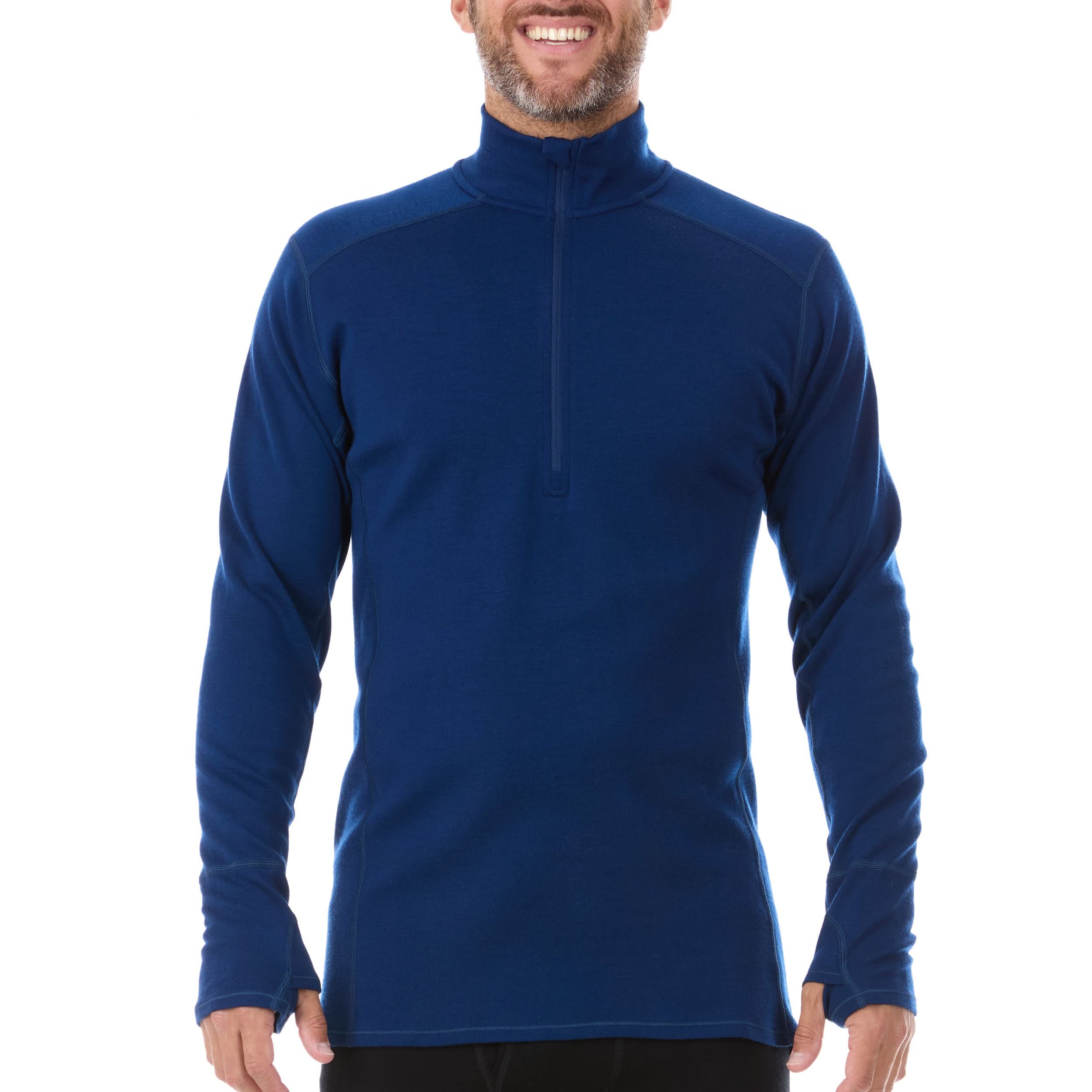 Men's Midweight Merino Wool 1/4 Zip Pullover - Grey, Green, Orange