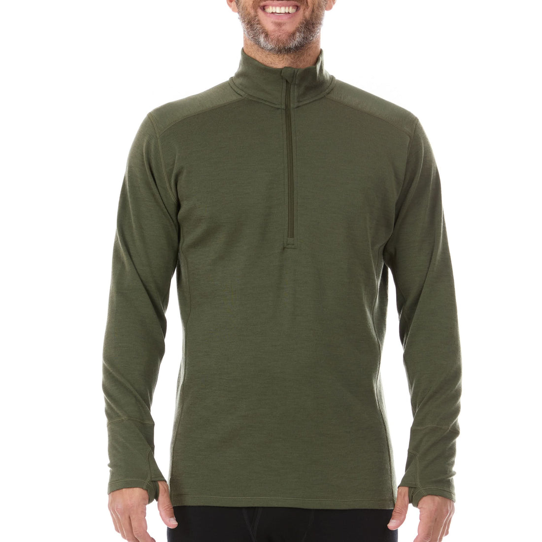 Men's Midweight Merino Wool 1/4 Zip Pullover - Grey, Green, Orange