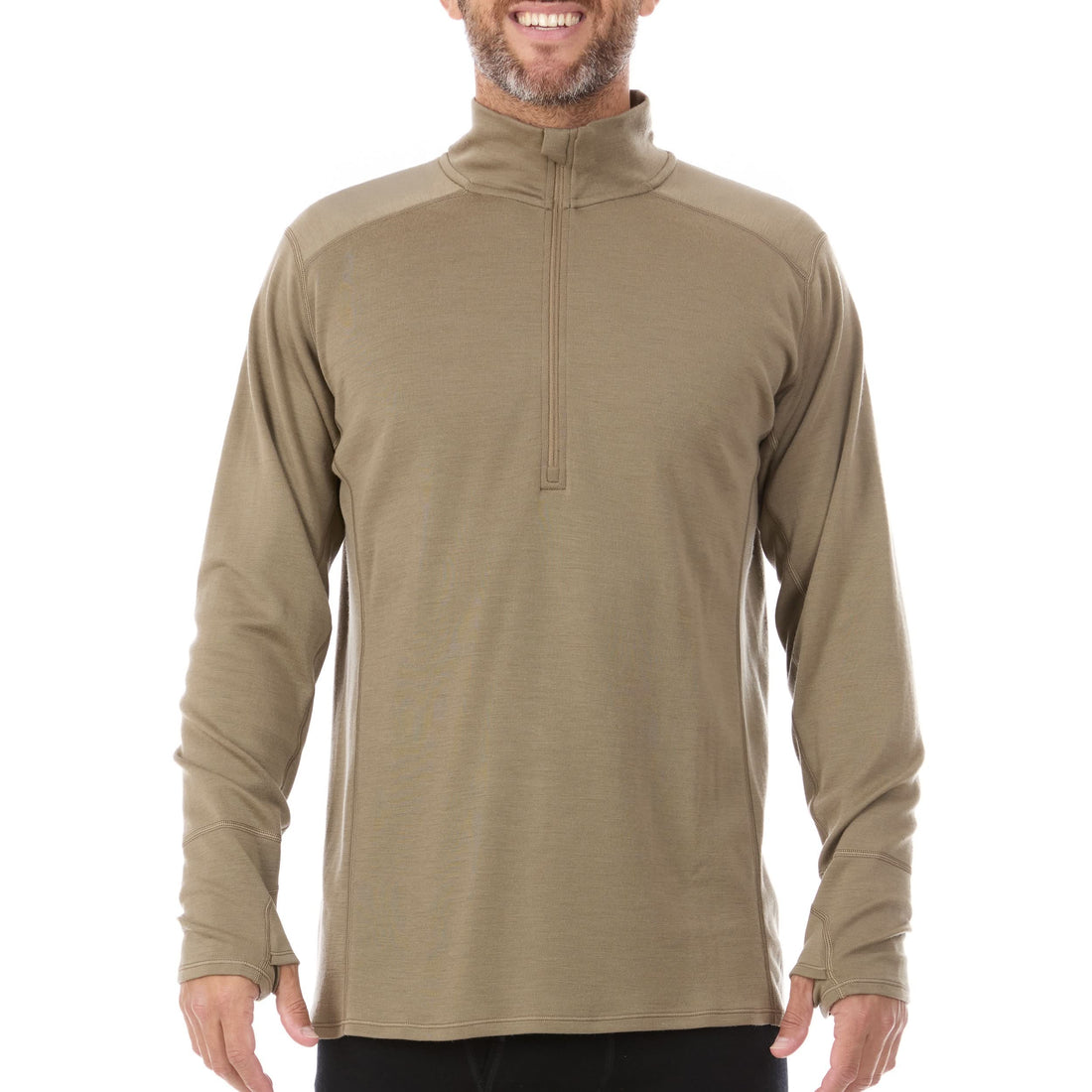 Men's Midweight Merino Wool 1/4 Zip Pullover - Grey, Green, Orange