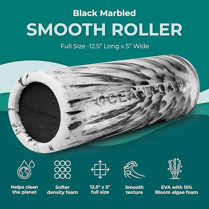 Black Marbled Soft Foam Roller for Muscle Recovery & Stretching